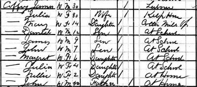 James and Julia Coffey, 1880 Census