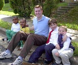 Greg visits with some of the district's younger residents