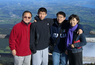 Ilryong on vacation with his family on Mt. Pilatus
